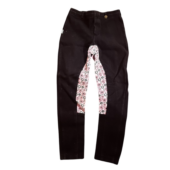 Ovation Kids 16 Black Floral Riding Pants - Stylish Comfortable Equestrian Gear - Picture 1 of 3